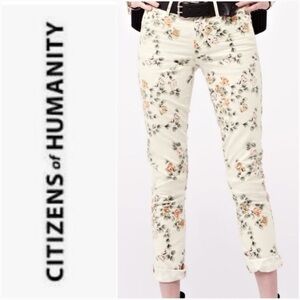 Citizens Of Humanity Floral Mandy High Waist Retro Slim Roll Up Pants Size 27‌‌‍